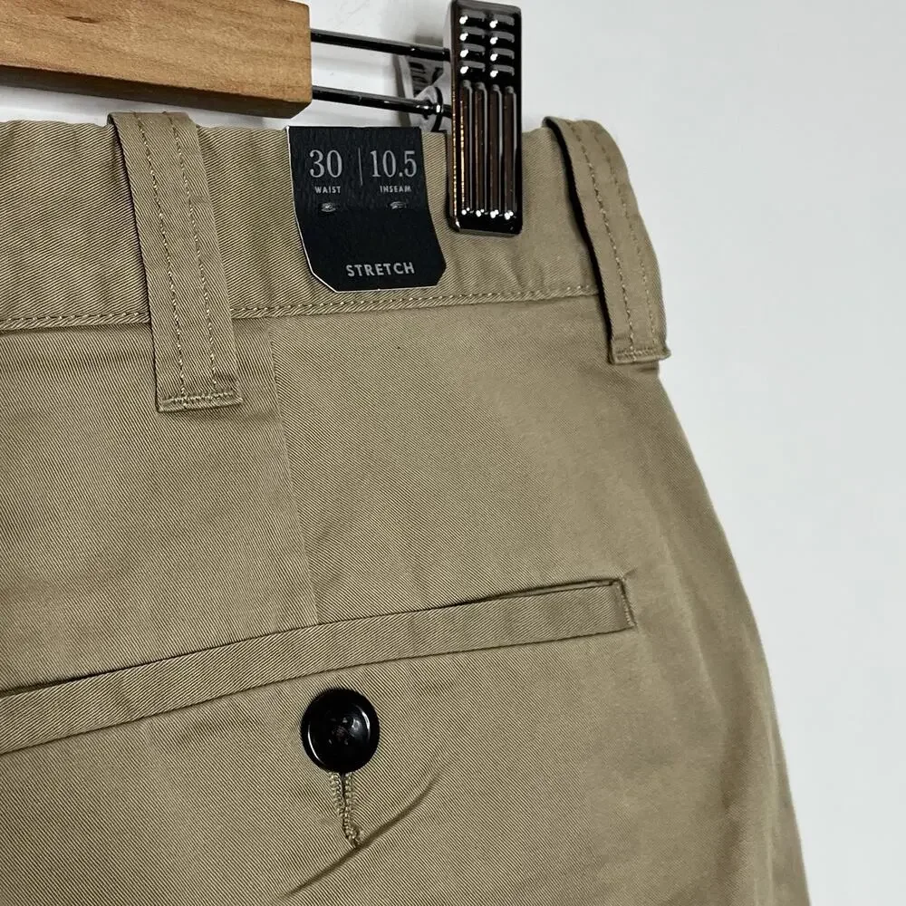 J Crew Mens 10” Stretch Chino Shorts Khaki Tan Size 30 Preppy